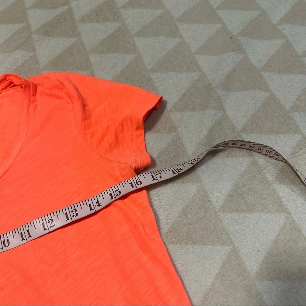 J crew orange flower embroidered short sleeve tee shirt neon orange - Picture 3 of 5
